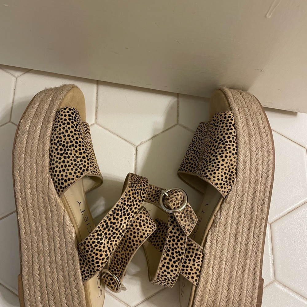 Sole Society Cheetah Print Platform Wedge Sandals - Picture 5 of 6